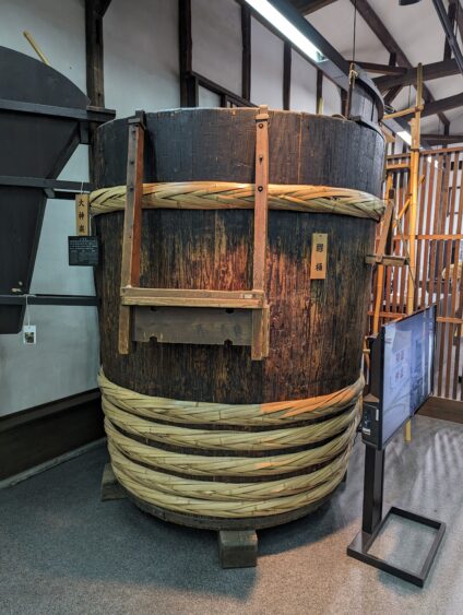 This huge bucket is used for the aging process of Sake. 